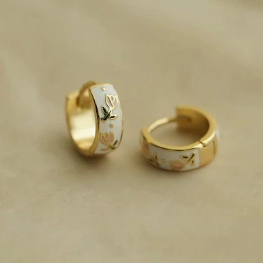 Bông tai nữ retro hoa tulip độc đáo - Trang sức sang trọng ánh sáng lấp lánh 6DV4 2