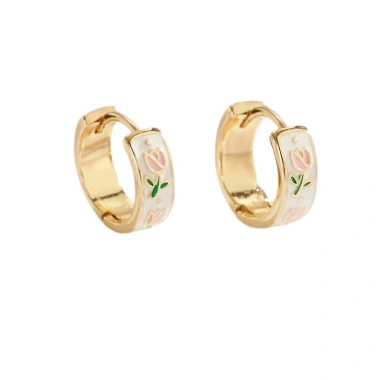Bông tai nữ retro hoa tulip độc đáo - Trang sức sang trọng ánh sáng lấp lánh 6DV4 5