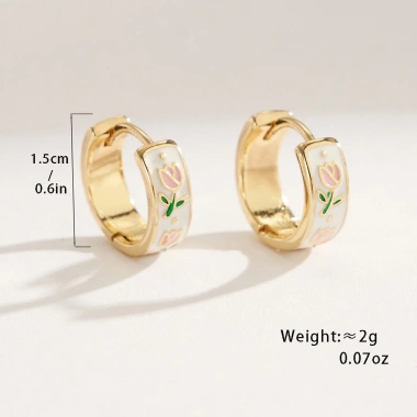 Bông tai nữ retro hoa tulip độc đáo - Trang sức sang trọng ánh sáng lấp lánh 6DV4 7