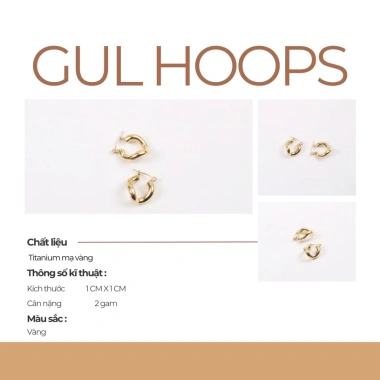 Bông tai nữ titanium mạ vàng Gul Hoops Jesmee - Quyến rũ, chỉ 259.000₫