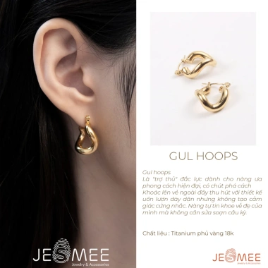 Bông tai nữ titanium mạ vàng Gul Hoops Jesmee - Quyến rũ, chỉ 259.000₫