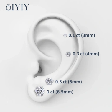 Bông Tai OIYIY Moissanite 3-6.5mm Kim Cương, Bạc 925, Không Đen Không Mờ, Nam Nữ – 199k 4