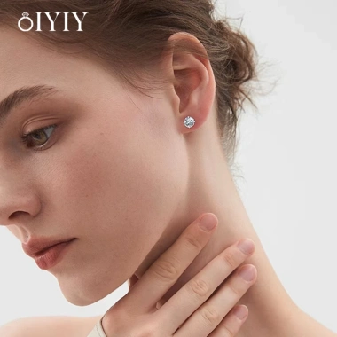 Bông Tai OIYIY Moissanite 3-6.5mm Kim Cương, Bạc 925, Không Đen Không Mờ, Nam Nữ – 199k 6