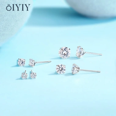 Bông Tai OIYIY Moissanite 3-6.5mm Kim Cương, Bạc 925, Không Đen Không Mờ, Nam Nữ – 199k 8