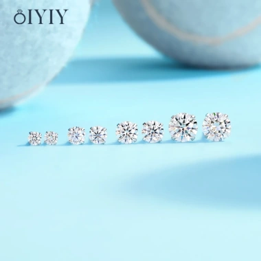 Bông Tai OIYIY Moissanite 3-6.5mm Kim Cương, Bạc 925, Không Đen Không Mờ, Nam Nữ – 199k 9
