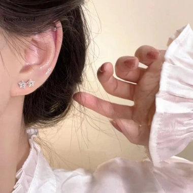 Bông tai pha lê ngôi sao Hàn Quốc - Trang sức zircon cho bé gái, giảm 20% 5