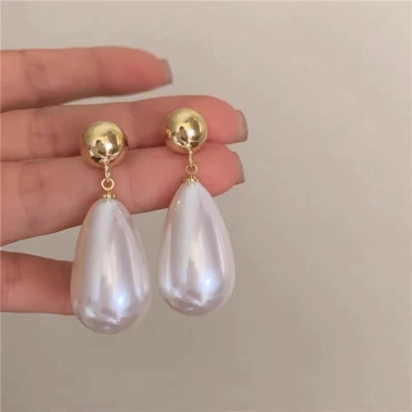 Bông tai retro giọt nước ngọc trai đa năng, nhẹ sang, phù hợp đầm, giá 47.317₫