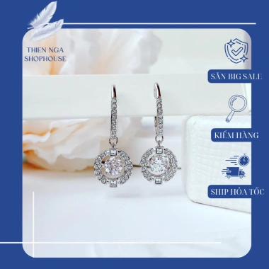 Bông tai Swarovski hoa tai dancing đá tròn sang trọng, nữ tính - Giá ưu đãi 770.000đ