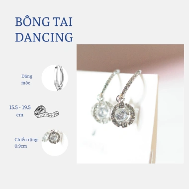 Bông tai Swarovski hoa tai dancing đá tròn sang trọng, nữ tính - Giá ưu đãi 770.000đ
