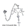 Bông tai trái tim dây xích phong cách Punk Gothic zircon - giảm giá 51.260 VND, giá gốc 64.588 VND 2