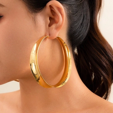 Bông tai tròn lớn cho phụ nữ, sáng bóng thời trang, giảm giá 24.200đ