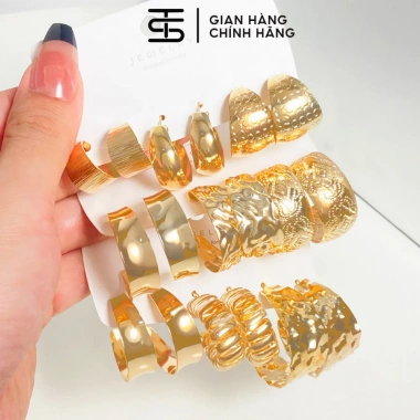 Bông tai unisex hợp kim phong cách tối giản cá tính - Set 3-6 đôi BT3, giảm 17%