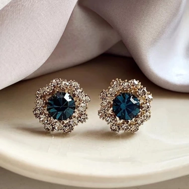 Bông tai Zircon Pháp retro màu xanh đậm – Sang trọng, độc đáo, chỉ 119.505₫ 2