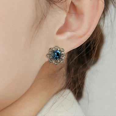 Bông tai Zircon Pháp retro màu xanh đậm – Sang trọng, độc đáo, chỉ 119.505₫ 3