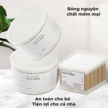 Bông Tăm Bé 2 Đầu Mềm 100 Que – An Toàn Vệ Sinh Tai Mũi, Trang Điểm, Giá 8.000₫