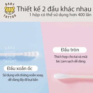 Bông Tăm Cao Cấp BABY TATTOO Đầu Mini An Toàn Cho Bé 200 Cái Giá Ưu Đãi 59.000 VND 4
