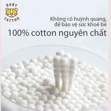 Bông Tăm Cao Cấp BABY TATTOO Đầu Mini An Toàn Cho Bé 200 Cái Giá Ưu Đãi 59.000 VND 6