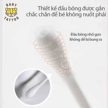 Bông Tăm Cao Cấp BABY TATTOO Đầu Mini An Toàn Cho Bé 200 Cái Giá Ưu Đãi 59.000 VND 7