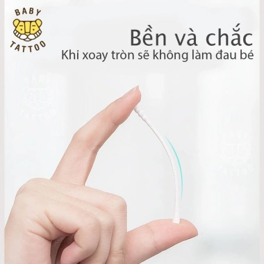 Bông Tăm Cao Cấp BABY TATTOO Đầu Mini An Toàn Cho Bé 200 Cái Giá Ưu Đãi 59.000 VND 8