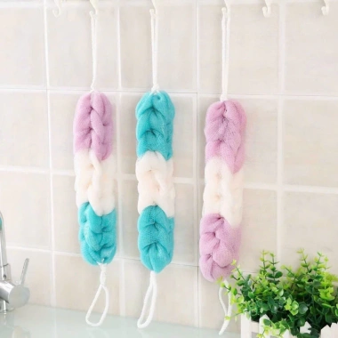 Bông Tắm Happy Màu Ngẫu Nhiên Dài, Búi, Tạo Bọt Cao Cấp, Mềm Mại Dịu Nhẹ Da - Mta-Mart2 4