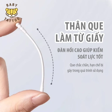 Bông Tăm Vẹ Sinh Tai Baby Tattoo 2 Đầu Tiện Lợi - Hộp 200 Cây An Toàn Cho Bé 6