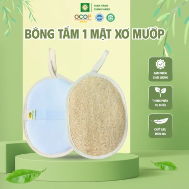 Bông Tắm Xơ Mướp 1 Mặt KB Ecolife - Làm sạch dịu nhẹ, dưỡng da tự nhiên, giá 27.000₫