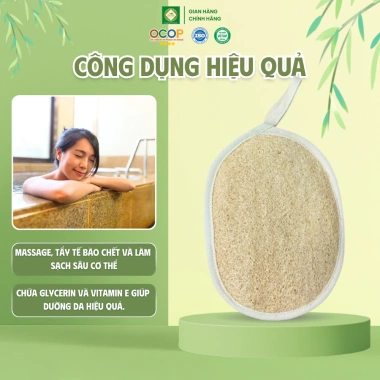 Bông Tắm Xơ Mướp 1 Mặt KB Ecolife - Làm sạch dịu nhẹ, dưỡng da tự nhiên, giá 27.000₫