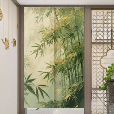 Bóng Tre Grove Rèm Phòng Riêng Tư Phân Vùng Cửa Nhà Bếp Vải Lanh Noren Treo Nửa Cong Giá Chỉ 194.400đ 4