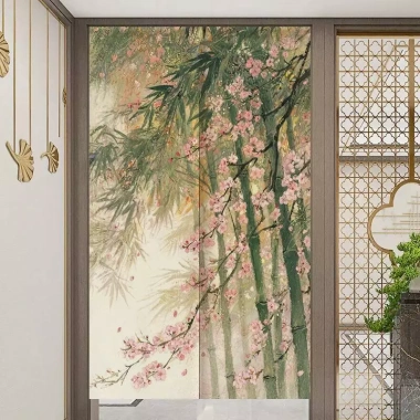 Bóng Tre Grove Rèm Phòng Riêng Tư Phân Vùng Cửa Nhà Bếp Vải Lanh Noren Treo Nửa Cong Giá Chỉ 194.400đ 5