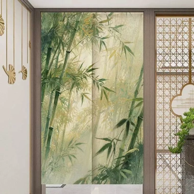 Bóng Tre Grove Rèm Phòng Riêng Tư Phân Vùng Cửa Nhà Bếp Vải Lanh Noren Treo Nửa Cong Giá Chỉ 194.400đ 9