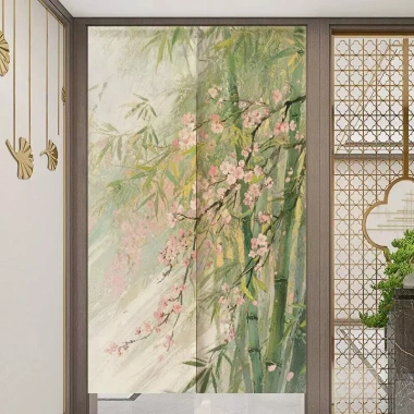 Bóng Tre Grove Rèm Phòng Riêng Tư Phân Vùng Cửa Nhà Bếp Vải Lanh Noren Treo Nửa Cong Giá Chỉ 194.400đ 10