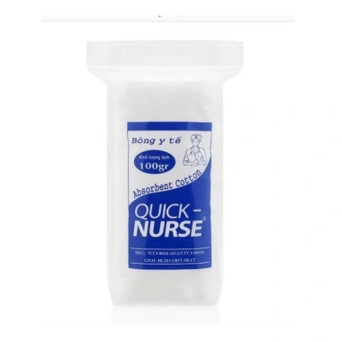 Bông y tế Quick Nurse 100g 100% Cotton - Vệ sinh vết thương ngoài da, giảm giá chỉ 20.900₫