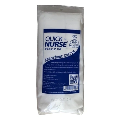 Bông y tế Quick Nurse 100g 100% Cotton - Vệ sinh vết thương ngoài da, giảm giá chỉ 20.900₫