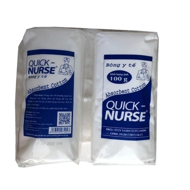Bông y tế Quick Nurse 100g 100% Cotton - Vệ sinh vết thương ngoài da, giảm giá chỉ 20.900₫