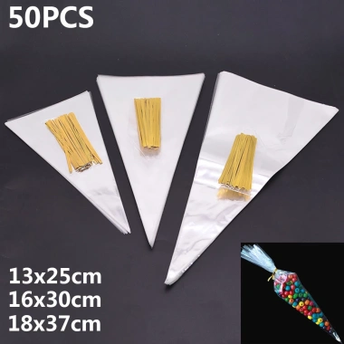 BONGORY 50 túi giấy bóng kính hình tam giác - Đóng gói bánh kẹo tiện lợi, giá chỉ 32.724 VND 3
