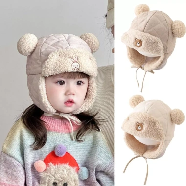BOOBBLUE Bịt tai trẻ mới biết đi Mũ lông cừu chống gió ấm áp mùa đông 138k 3