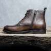 Boot nam ZANE cổ lửng da bê xám, zip kéo hông, mạnh mẽ - 6.337.500₫
