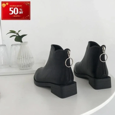 Boot Nữ Đế Bằng Cao 3cm Cổ Ngắn S126 Đen - Giá chỉ 700k, Tặng Nước Hoa