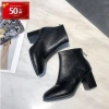Boot nữ gót vuông cao 8cm cổ cao S128 đen, thời trang cá tính, 700k tặng nước hoa 3