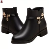 Booties Nữ Chunky Gót Cao Da PU Mềm Chống Thấm Đệm Mắt Cá Quà Tặng Giáng Sinh 5