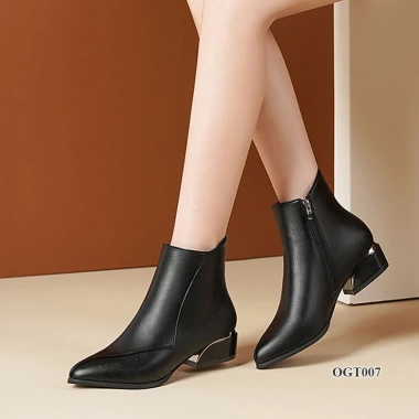 Boots nữ cao gót cổ ngắn mũi nhọn - Giày Martin thời trang Hàn Quốc, giá 429.000đ