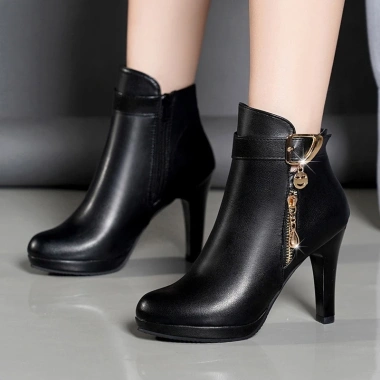 Boots nữ gót nhọn 8cm mũi tròn thời trang công sở phong cách Hàn Quốc giá 429.000₫