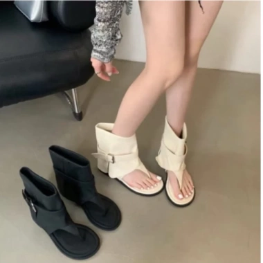 Boots xẹp xỏ ngón cổ lửng da sáp, da nỉ, trendy cá tính, hàng VNXK - giảm 22%