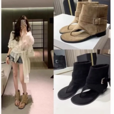 Boots xẹp xỏ ngón cổ lửng da sáp, da nỉ, trendy cá tính, hàng VNXK - giảm 22%