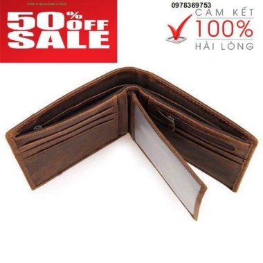 Bóp ví nam da bò cao cấp 1 đổi 1 trong 6 tháng, tặng nước hoa, chỉ 950.000₫