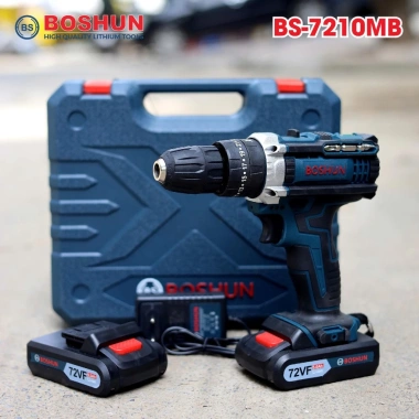 BOSHUN BS-ID7.210BL - Máy khoan pin, lực siết 55Nm, 3 chức năng khoan bắn vít nhẹ nhàng, chỉ 449.000₫