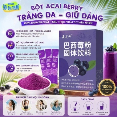 Bột Acai Berry Trắng Da 20 Gói Yafa - Giảm Mỡ, Giữ Dáng - Giá Ưu Đãi 29.202₫
