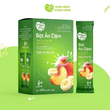 Bột ăn dặm trái cây mùa hè Mămmy sữa chuối đào, bổ sung vitamin cho bé yêu 140g