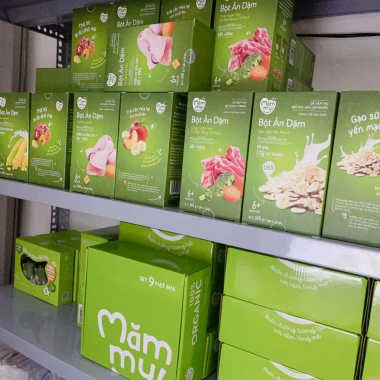 Bột ăn dặm trái cây mùa hè Mămmy sữa chuối đào, bổ sung vitamin cho bé yêu 140g