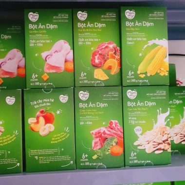 Bột ăn dặm trái cây mùa hè Mămmy sữa chuối đào, bổ sung vitamin cho bé yêu 140g